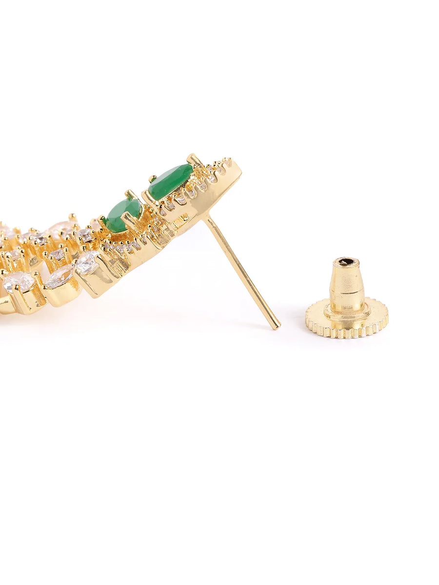 CZ Crystals Leaf Cascade Dangler Earrings