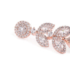 Sparkling Leaf CZ Crystals Drop Earrings - Rose Gold & Green