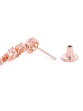 Sparkling Leaf CZ Crystals Drop Earrings - Rose Gold & Green