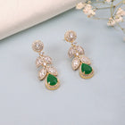 Sparkling Leaf CZ Crystals Drop Earrings - Green