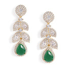 Sparkling Leaf CZ Crystals Drop Earrings - Green