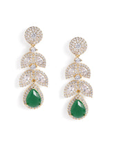Sparkling Leaf CZ Crystals Drop Earrings - Green