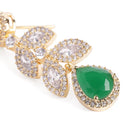 Sparkling Leaf CZ Crystals Drop Earrings - Green
