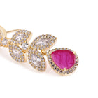 Sparkling Leaf CZ Crystals Drop Earrings - Red