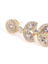 Sparkling Leaf CZ Crystals Drop Earrings - Red