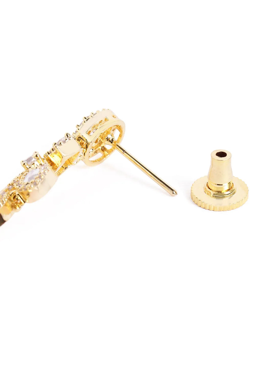 Sparkling Leaf CZ Crystals Drop Earrings - Red