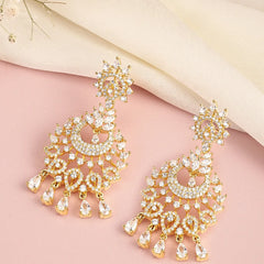 CZ Studded Floral Chandbali Earrings