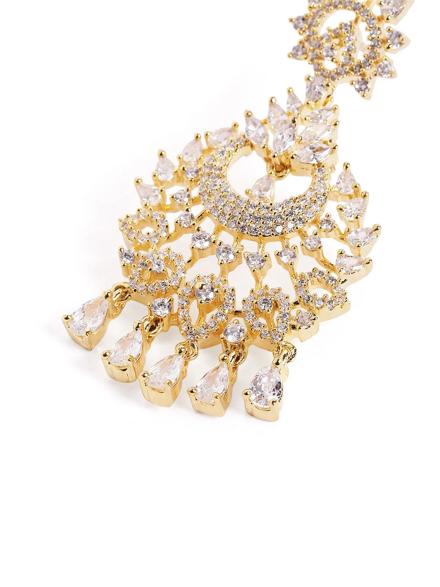 CZ Studded Floral Chandbali Earrings