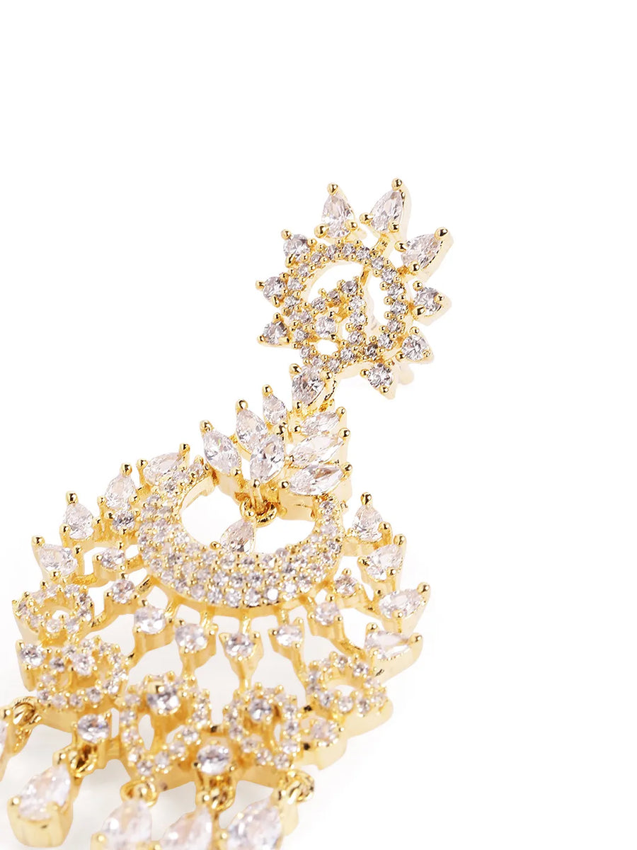 CZ Studded Floral Chandbali Earrings