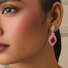 Rose Gold Plated CZ Rani Pink Drop Earrings