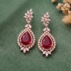 Rose Gold Plated CZ Rani Pink Drop Earrings