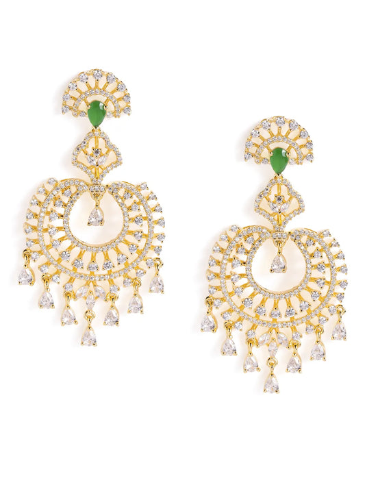 Royal CZ Circle Green Accent Earrings