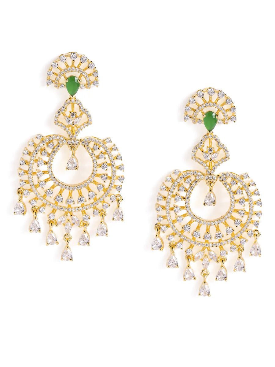 Royal CZ Circle Green Accent Earrings