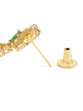 Royal CZ Circle Green Accent Earrings