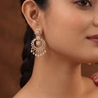 Peora Chandbali Floral Teardrop Dangle Earrings