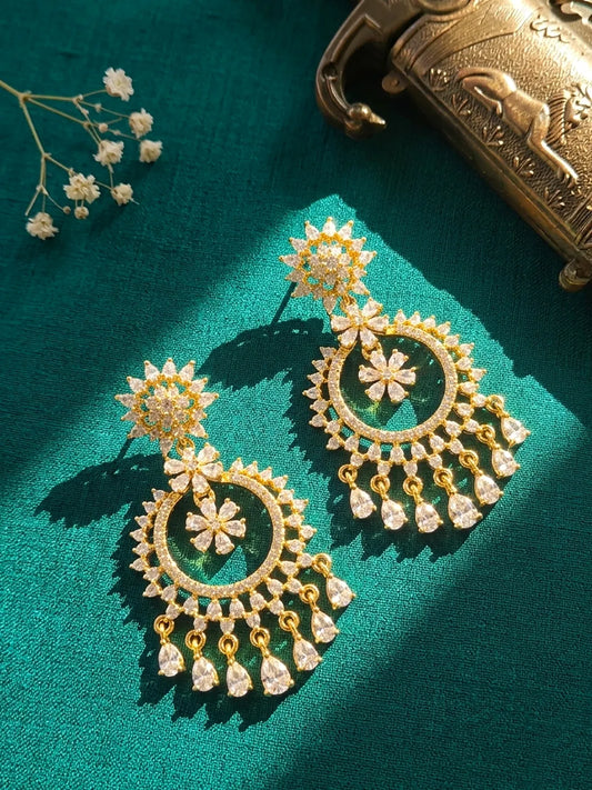 Peora Chandbali Floral Teardrop Dangle Earrings