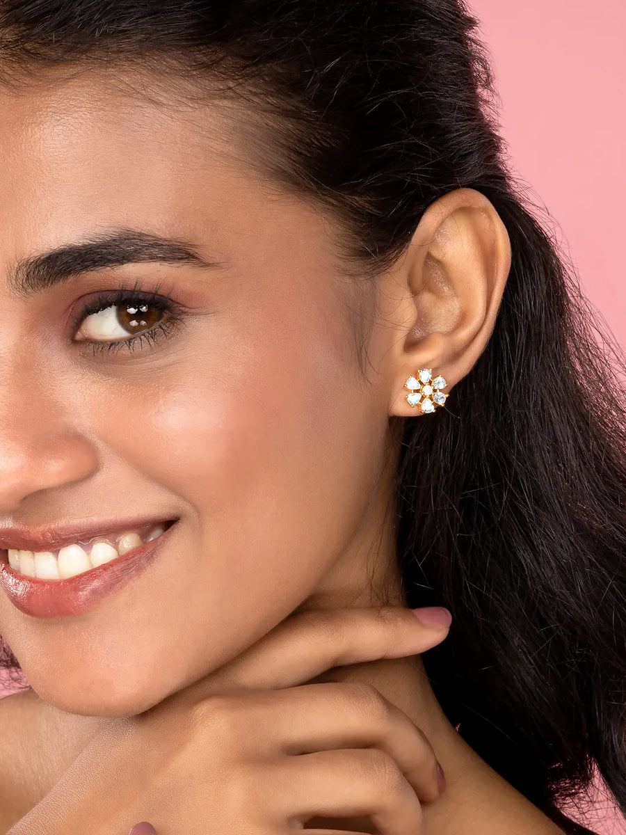 Sparkling Flower Cluster Studs Earrings