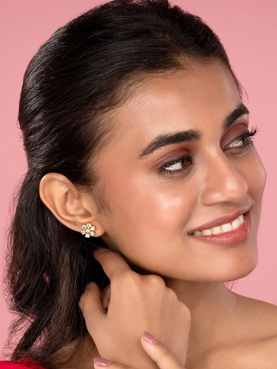 Sparkling Flower Cluster Studs Earrings