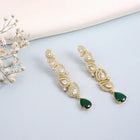 Sparkling CZ Teardrop Earrings - Green