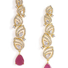 Sparkling CZ Teardrop Earrings - Rani Pink
