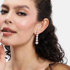 Elegant CZ Circle Drop Earrings - Rose Gold