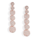 Elegant CZ Circle Drop Earrings - Rose Gold