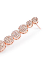 Elegant CZ Circle Drop Earrings - Rose Gold