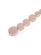 Elegant CZ Circle Drop Earrings - Rose Gold