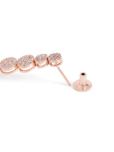 Elegant CZ Circle Drop Earrings - Rose Gold