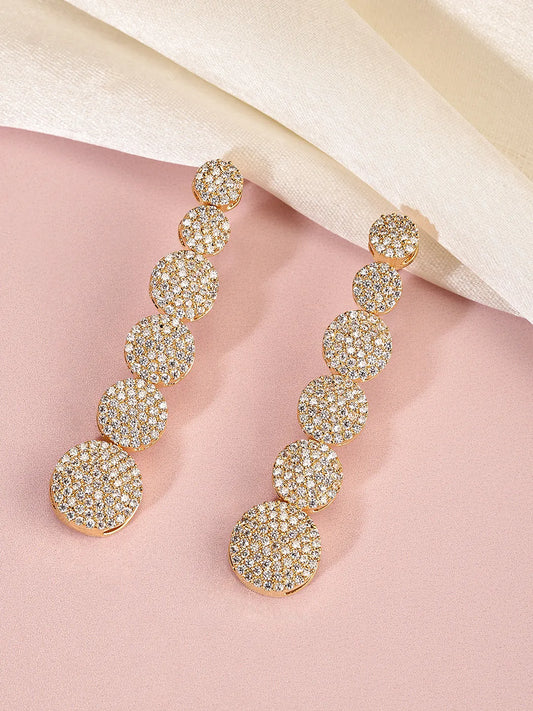 Elegant CZ Circle Drop Earrings
