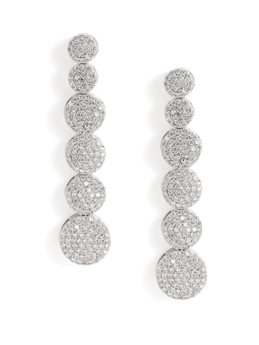 Elegant CZ Circle Drop Earrings - Silver