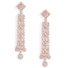 Glam Grid Links and Drop Balls Earrings - Rose Gold
