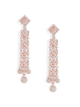 Glam Grid Links and Drop Balls Earrings - Rose Gold