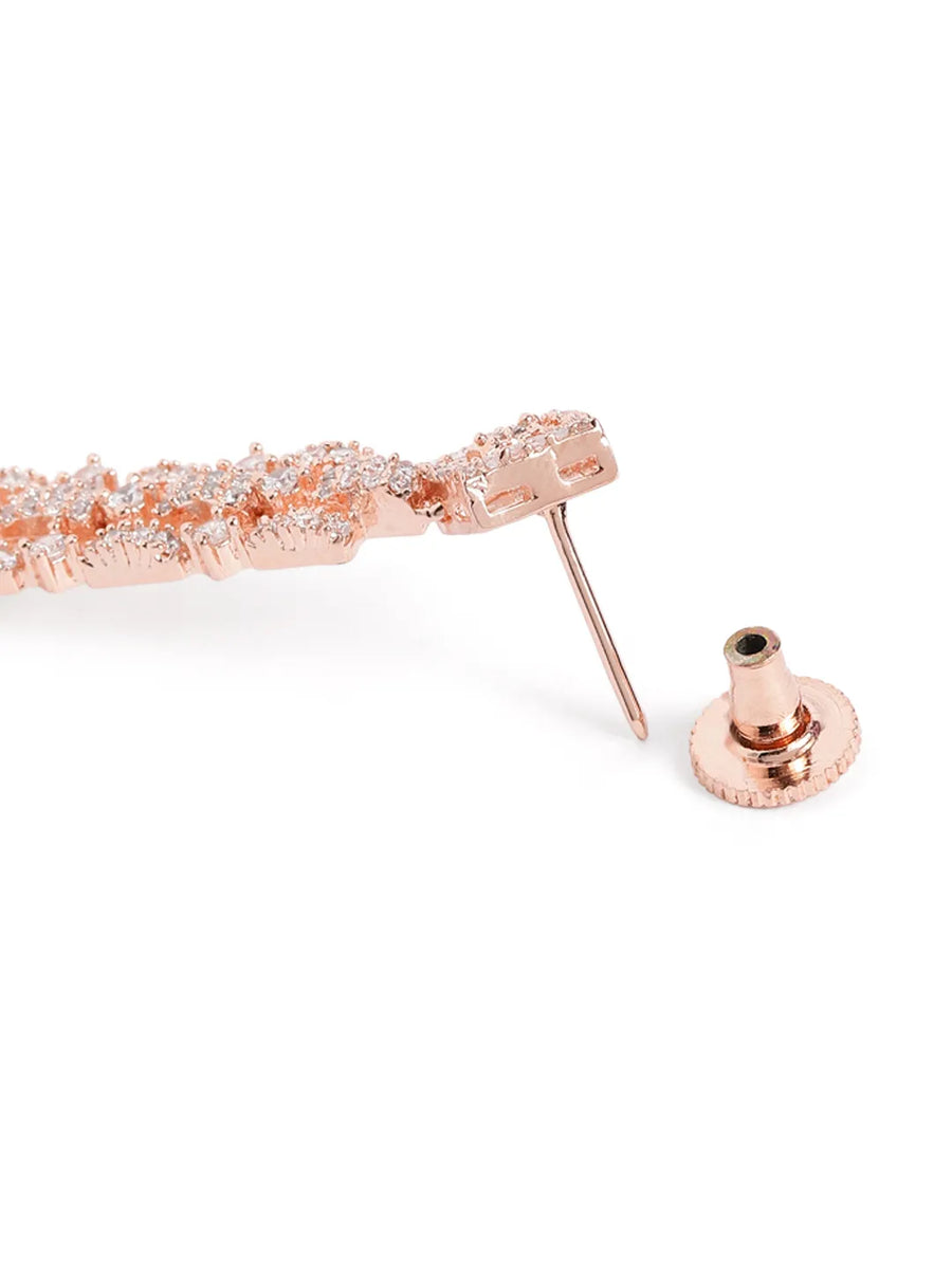 Glam Grid Links and Drop Balls Earrings - Rose Gold