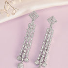 Glam Grid Links and Drop Balls Earrings - Silver