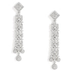 Glam Grid Links and Drop Balls Earrings - Silver