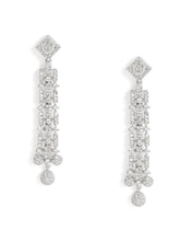 Glam Grid Links and Drop Balls Earrings - Silver