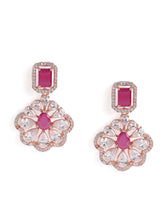 Sparkling Faux Ruby Floral Drop Earrings