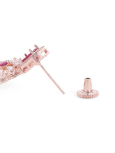 Sparkling Faux Ruby Floral Drop Earrings