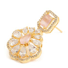 Sparkling Faux Ruby Floral Drop Earrings - Pink