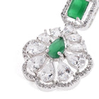 Sparkling Faux Ruby Floral Drop Earrings - Green