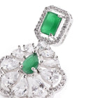 Sparkling Faux Ruby Floral Drop Earrings - Green
