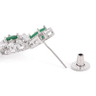 Sparkling Faux Ruby Floral Drop Earrings - Green