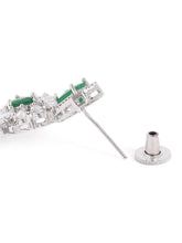 Sparkling Faux Ruby Floral Drop Earrings - Green