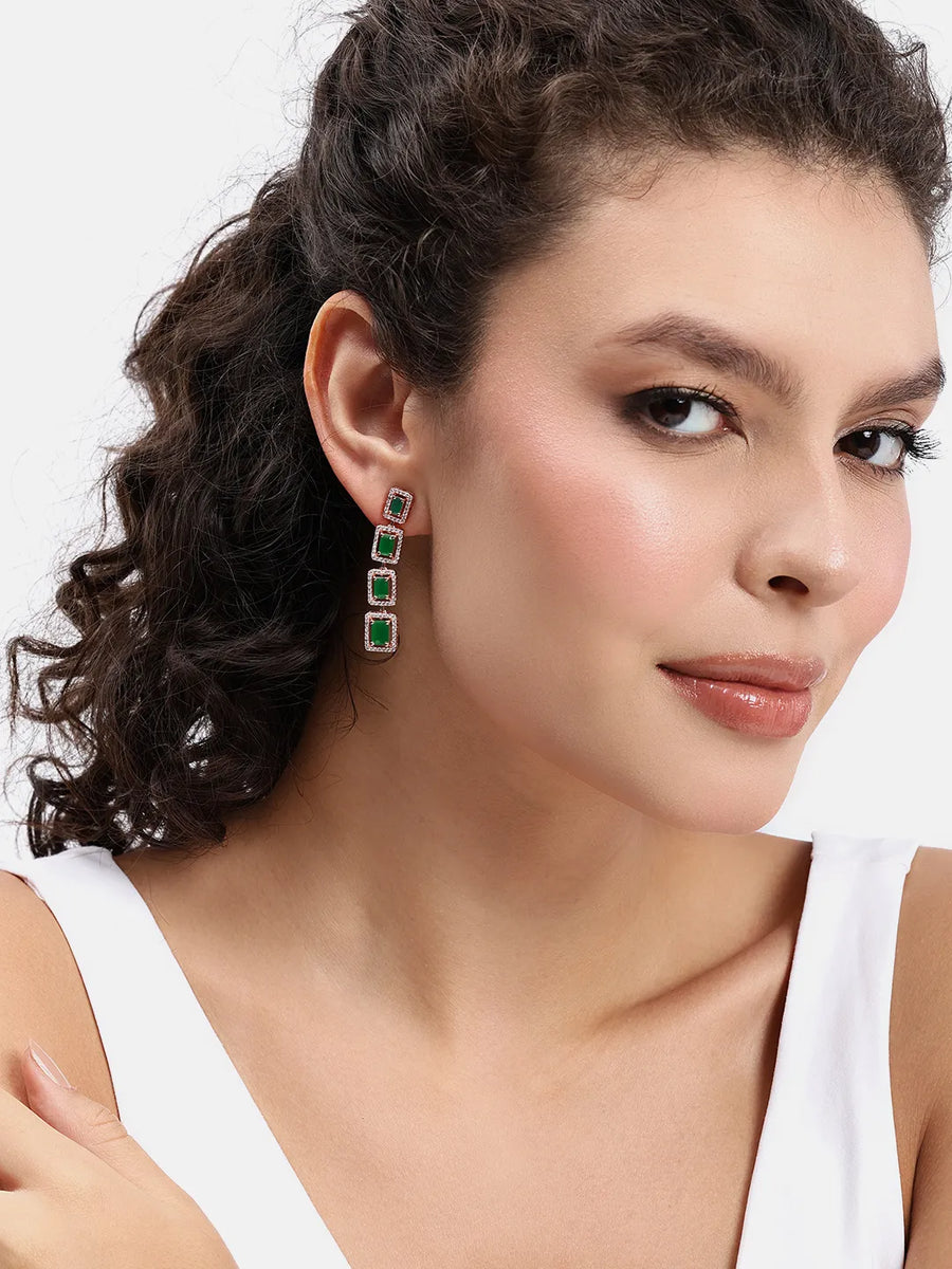 Glamorous Faux Emerald Drop Earrings