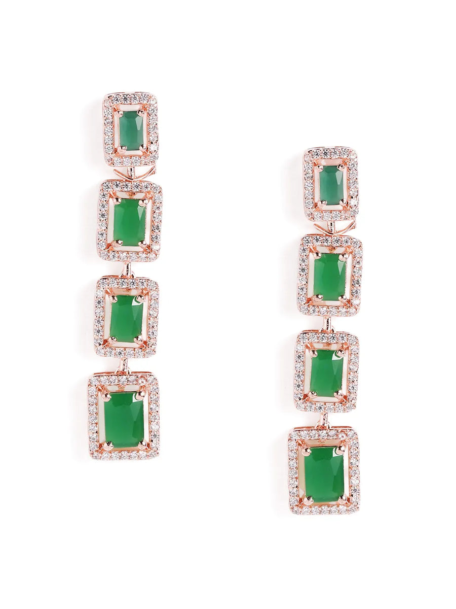 Glamorous Faux Emerald Drop Earrings