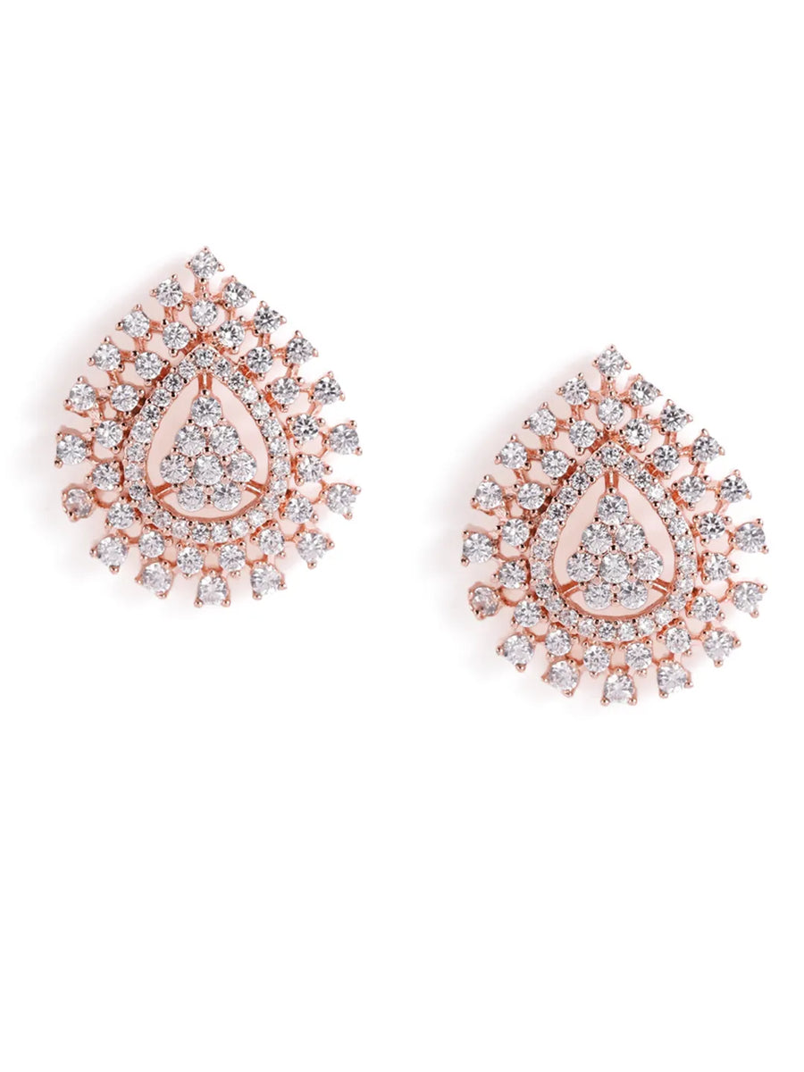 Radiant CZ Teardrop Stud Earrings