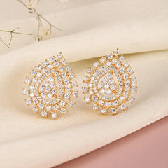 Radiant CZ Teardrop Stud Earrings