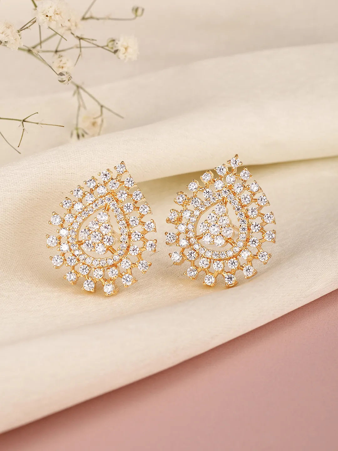 Radiant CZ Teardrop Stud Earrings