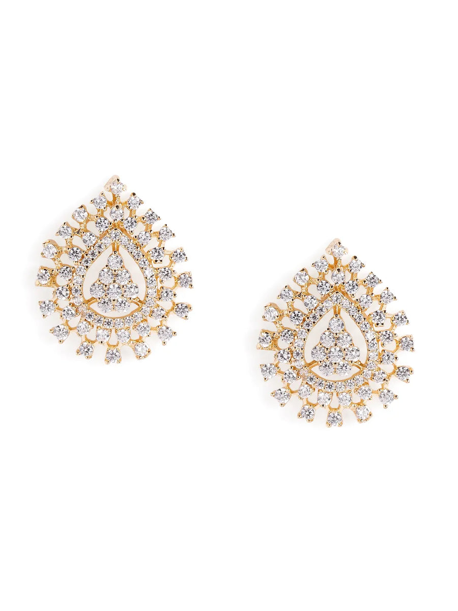 Radiant CZ Teardrop Stud Earrings